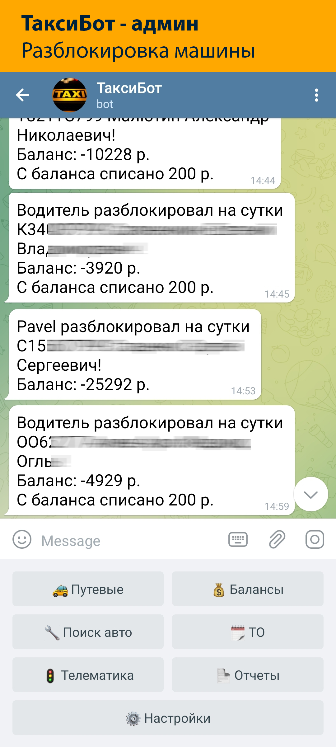 Бот в Telegram для управления таксопарком «ТаксиБот» | Wialon Маркетплейс