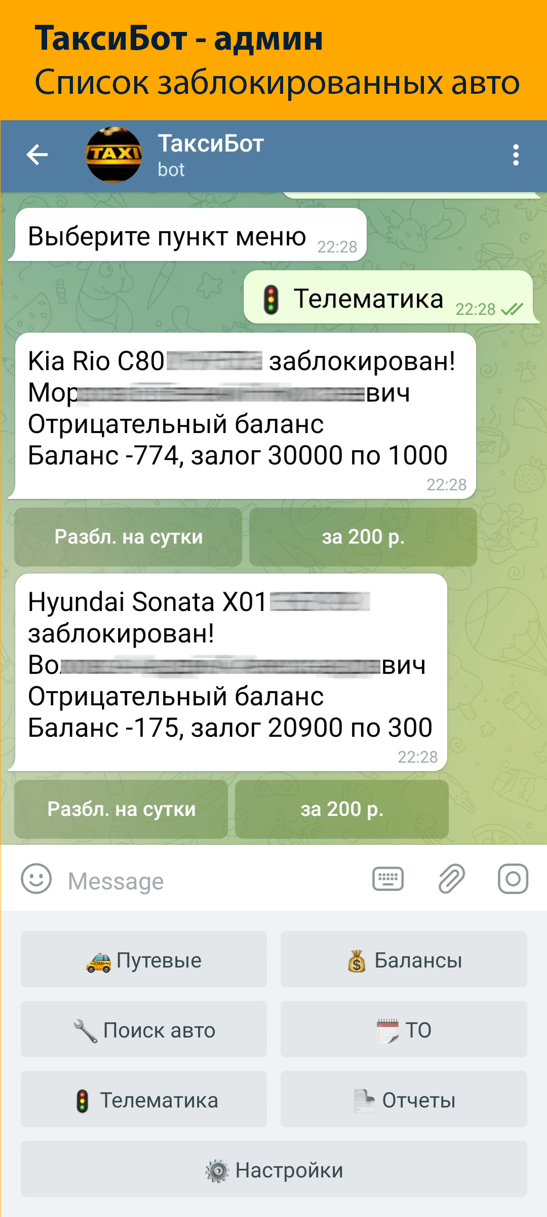 Бот в Telegram для управления таксопарком «ТаксиБот» | Wialon Маркетплейс