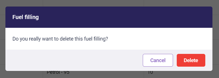Fuel filling deletion