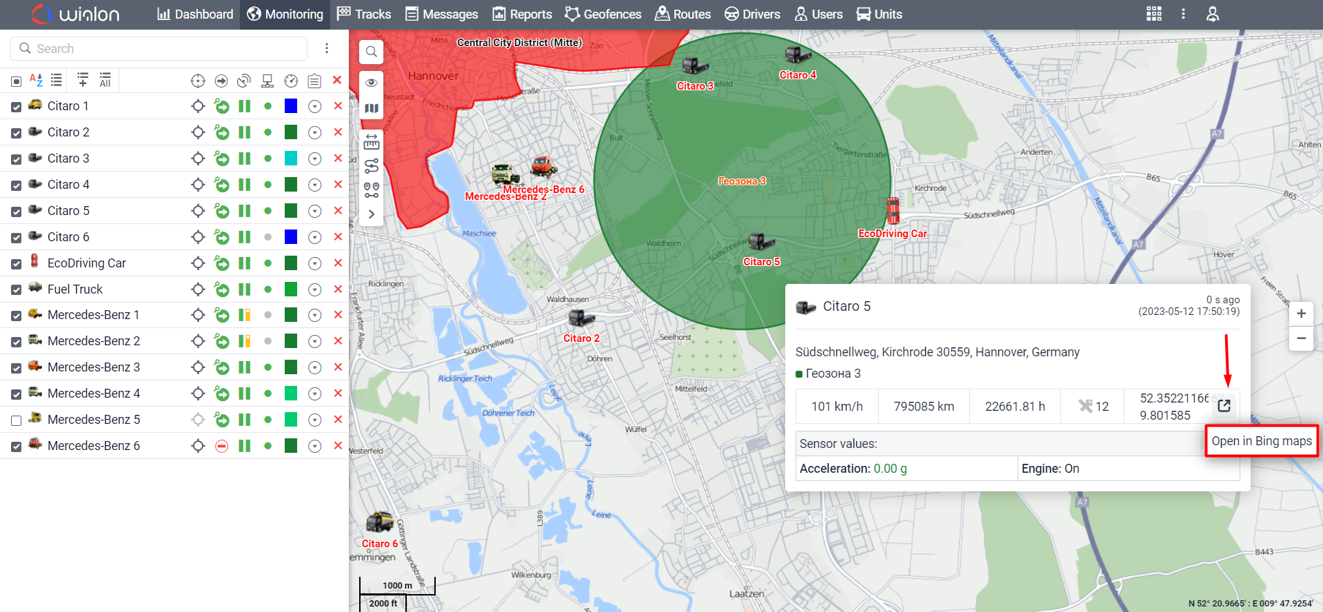 Clickable coordinates