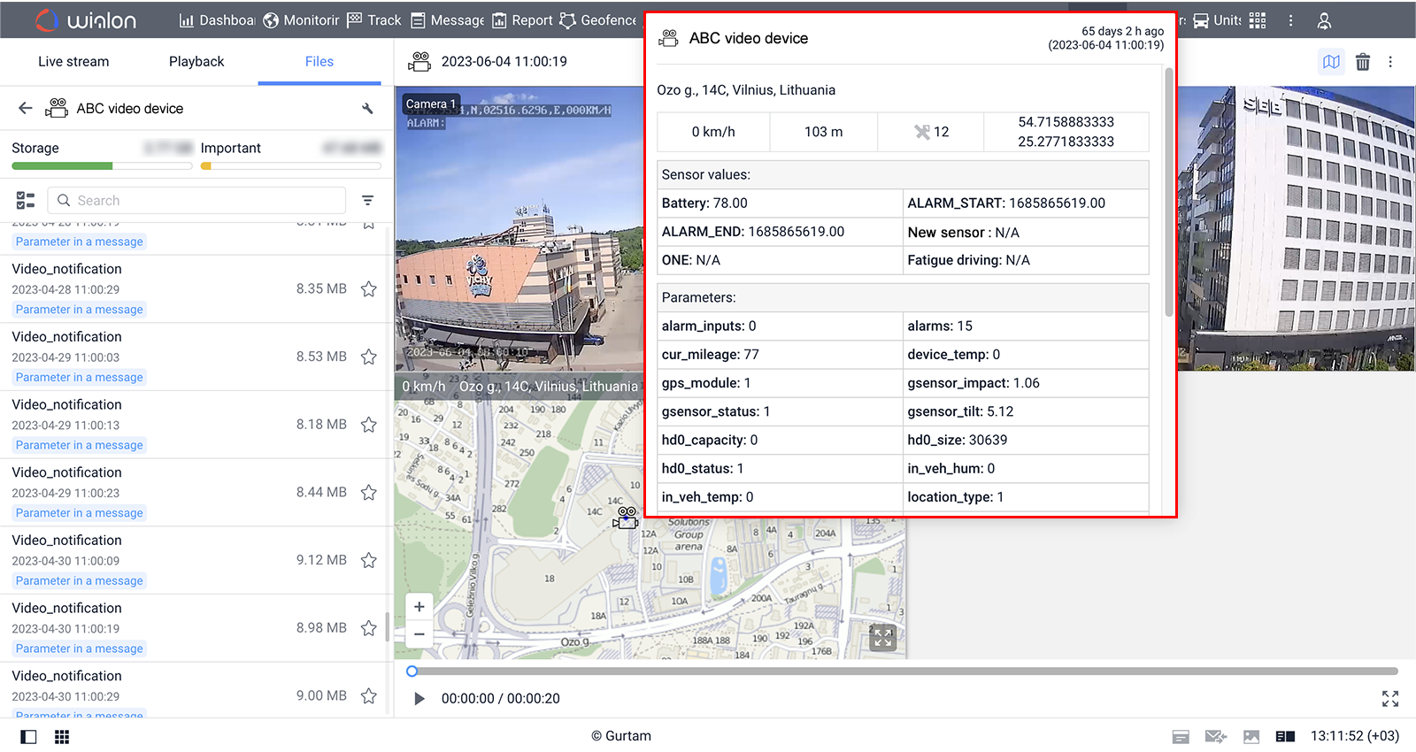 A point tooltip featuring detailed information about the unit